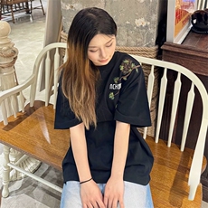 万针全刺绣工艺抖音得物高品质260克重磅纯棉双纱美式高街短袖T恤，男装T恤，电商A486