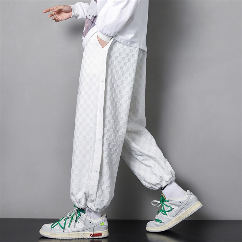 日系格子提花潮流休闲夏季新品男装个性百搭阔腿裤XD8807-P60,男装休闲裤,星座717
