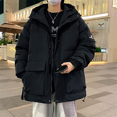 秋冬港风连帽时尚棉衣袖章标志宽松加厚冬季外套MY9319P-95，男装棉衣，电商A128