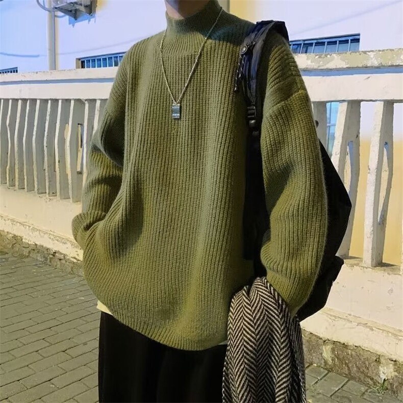 韩版慵懒风宽松开叉圆领毛衣男士港风纯色套头针织衫MY099-P40,男装针织衫/毛衣,星座1001-1