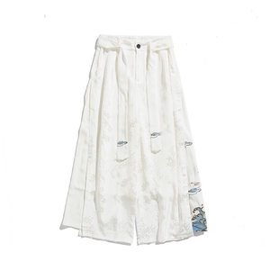 2025夏风男装冰丝唐装汉服重工刺绣休闲裤阔腿裤棉麻D533/P85图片