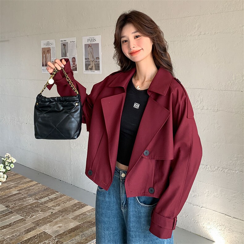 韩系慵懒风红短外套女春2025新款超好看独特显瘦小个子上衣，女装短外套，姿衣轩