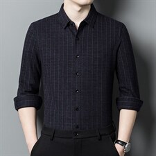BB22836钱塘2020-2新款中老年男士长袖衬衫格子宽松休闲衬衣P132，男装衬衫，钱塘207-2