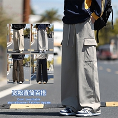 2025秋冬新款休闲男裤厚款直筒宽松松紧腰橡筋工装裤子潮3361-P42，男装工装外套，星座1006
