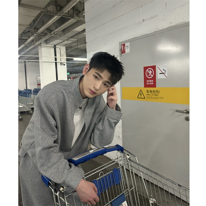 网图假两件层次感重磅立领卫衣套装上衣W202-P60卫裤KK303-P50,男装休闲套装,星座1213