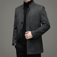 羊毛呢外套男秋冬季长款翻领妮子风衣休闲呢子大衣ZG2808-P285图片