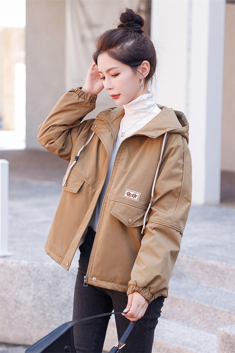 加绒保暖派克棉服女2023冬季新款小个子百搭宽松休闲连帽棉衣外套,女装棉衣/棉服,以桐