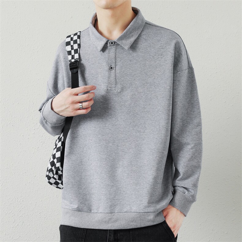 高品质日系翻领拼接长袖POLO衫男士潮款百搭卫衣男PL02-P46,男装卫衣,星座1204