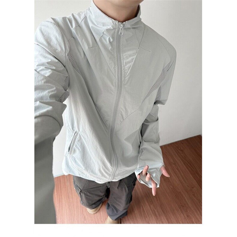 夏季新款轻薄网眼防晒衣男户外凉感透气立领长袖上衣情侣防晒外套图片
