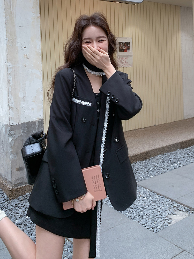 气质法式飘带西装外套女2025年春季新款高级感显瘦职业风,女装西装,慧尚2-185