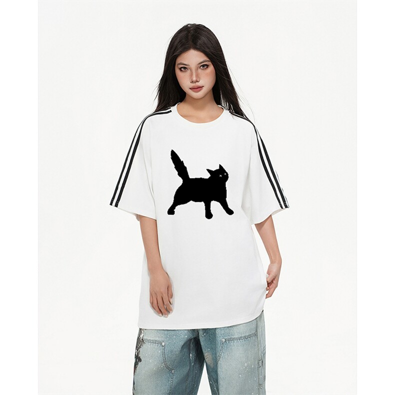 抖音得物高品质二开240克宽松纯棉美式潮牌三条杠织带短袖T恤，男装T恤，电商A486