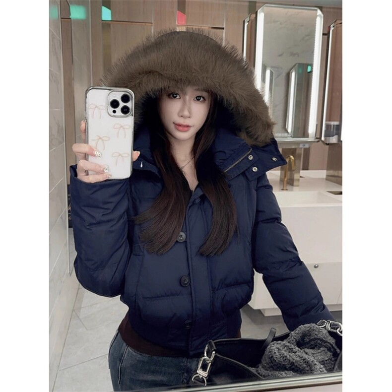 大毛领连帽棉衣外套女装秋季加厚保暖派克服短款显瘦面包棉服棉袄,男装棉衣,星座1210-1