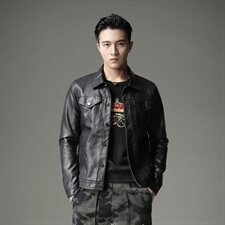 2021秋季新款男士翻领机车皮外套修身潮男皮衣8081-1，男装皮衣，钱塘6007(原2006)
