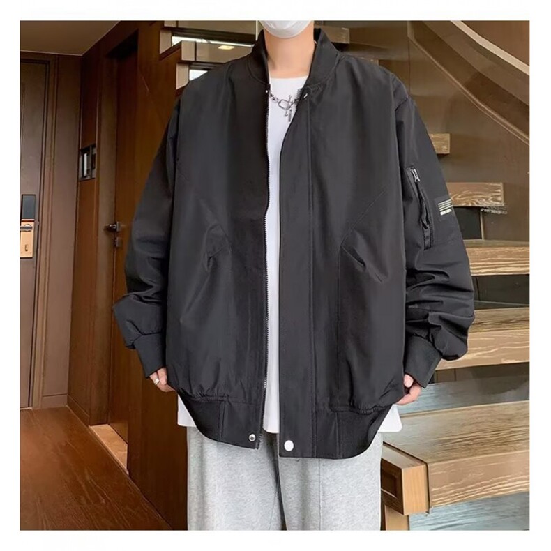 美式潮牌贴标工装外套男士宽松大码新款青年学生棒球服飞行员夹克,男装夹克,星座506A
