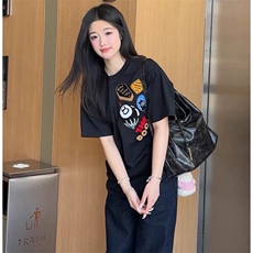 万针全刺绣工艺得物抖音高品质260克纯棉双纱美式高街短袖T恤P33，男装T恤，电商A486-1