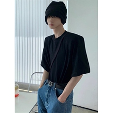 流行潮流简约美式正肩t恤男短袖夏季冰丝宽松日系文艺TT47，男装T恤，星座1116A（原606A-3）