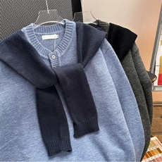 毛衣设计感小众秋冬2025春秋新款披肩复古港风加厚针织衫上衣潮，男装针织衫/毛衣，星座601-1