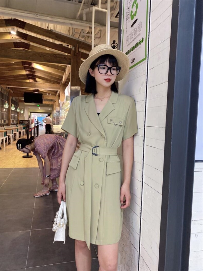 【现货】夏季新品气质显瘦西装连衣裙，女装西装，蓝典