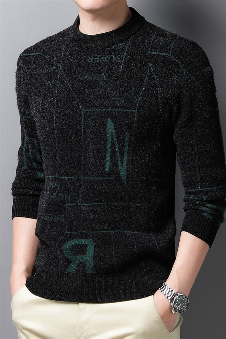 BJY08173冬季新款男士圆领加厚毛衣针织打底衫男装保暖P78，男装针织衫/毛衣，电商B360