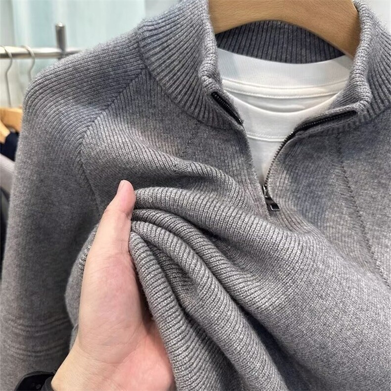M509-P69美式半高领拉链针织衫男硬汉修身长袖线衣鹿毛绒,男装针织衫/毛衣,电商B323A