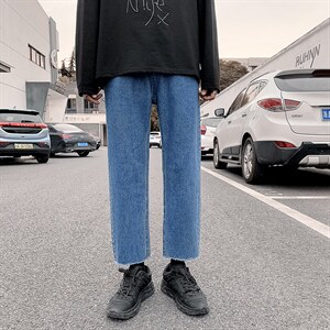 夏季毛边宽松百搭直筒休闲牛仔裤NK20P40，男装牛仔裤，电商D325