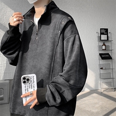 现货新款设计星星铆钉拉链立领休闲春款卫衣高街立领卫衣特P49，男装卫衣，电商B319