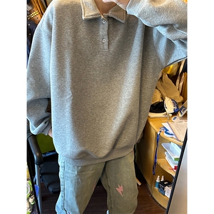 抖音得物高品质二开 26春装美式高街结构设计POLO翻领卫衣外套W77图片