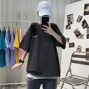 XZ115A-T06 200克纯棉男女字母印花大码S-5XL 10色T恤衫圆领半袖图片
