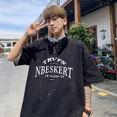 量大优供抖音视频支持得物配合二开美式满天星亮片短袖T恤MTX123，男装T恤，电商A486