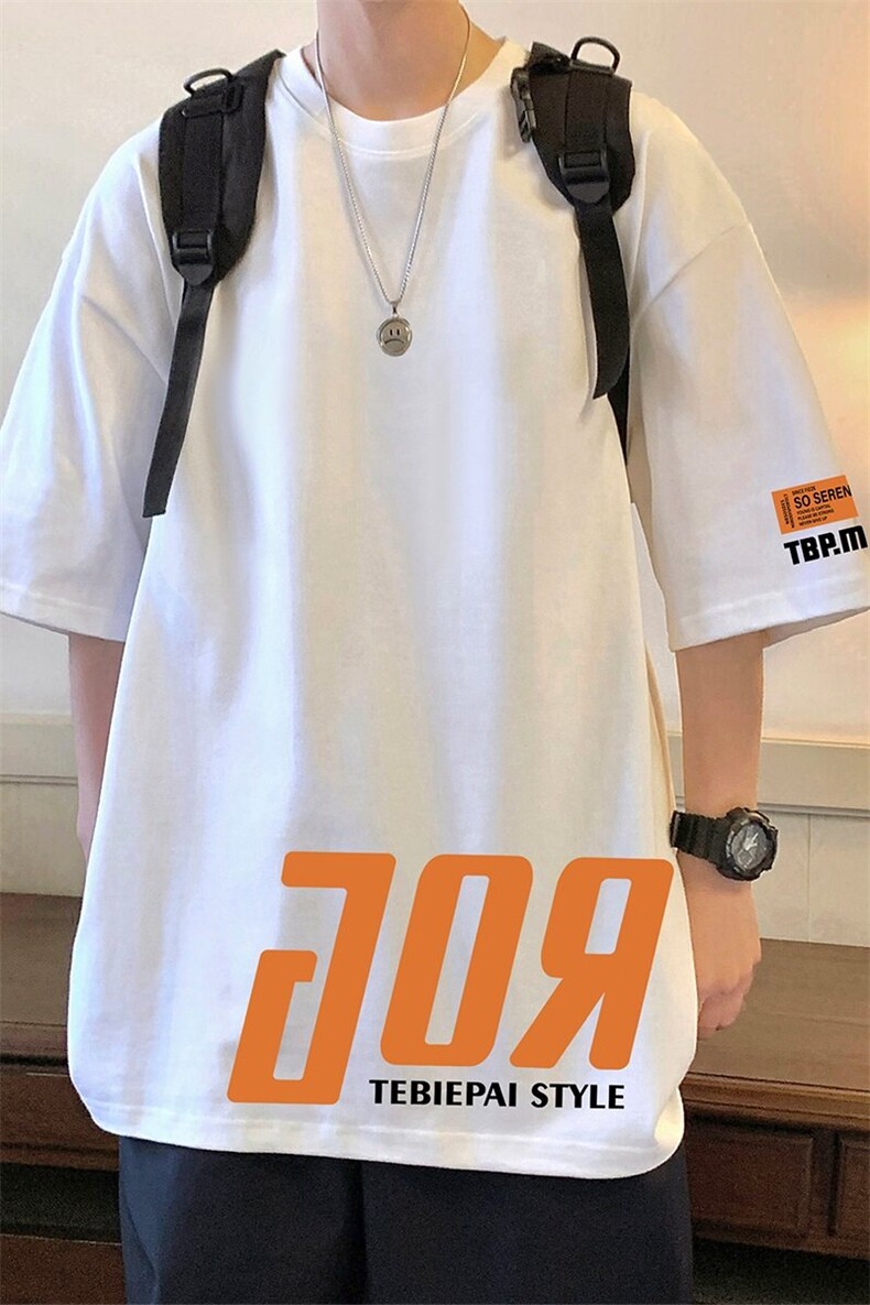 T717大码宽松纯棉运动圆领体恤衫oversize短袖T恤男重磅T,男装T恤,星座304A-1