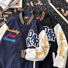 秋款男女高街毛巾绣立领夹克字母刺绣棒球服外套男潮JK163P65，男装夹克，星座1013-1
