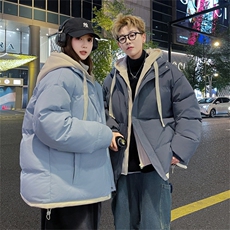 冬季情侣装加厚棉衣外套男假两件加厚外套男装上衣BM07-P75，男装棉衣，星座210-1