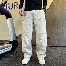 脏脏灰男士春秋季新款宽松直筒休闲弯刀裤A368-K20563-P88，男装休闲裤，电商A368