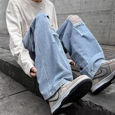 牛仔裤男秋季潮大码休闲裤子高街慵懒男N3103P40，男装牛仔裤，星座1116-2
