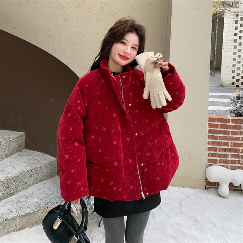 大货(定制面料)丝绒洒金冬季新款加厚羽绒服女A910P310K458,女装羽绒服,2C268