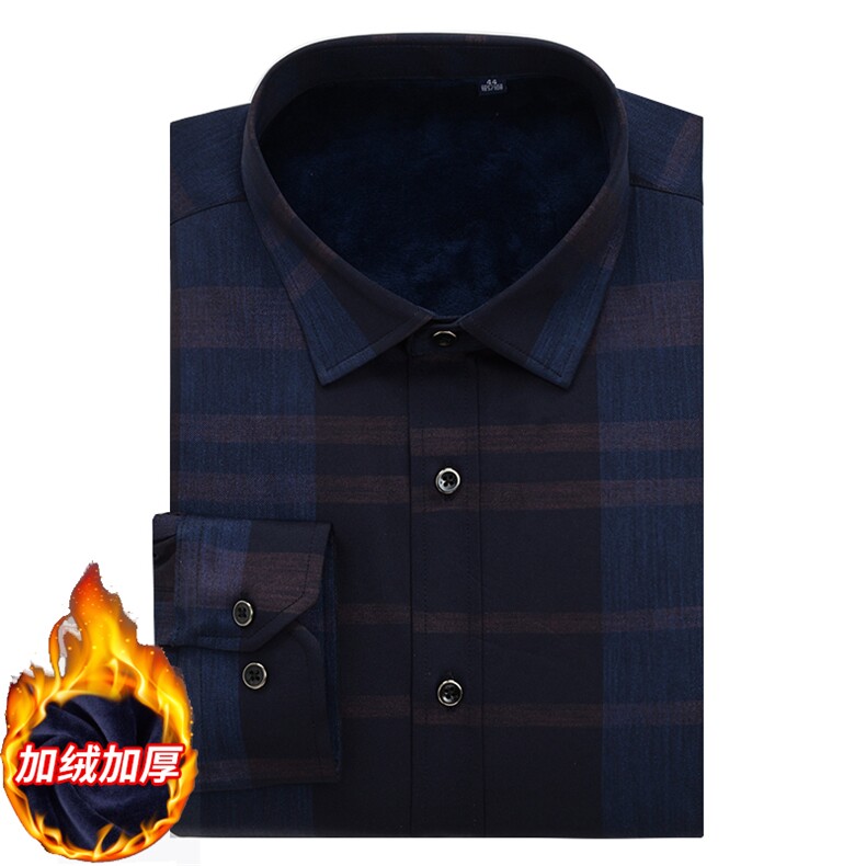 2020冬新款格子加绒保暖衬衫男士加厚衬衣加肥大码XL-9XL1510P95,男装衬衫,星座802