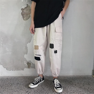 男士休闲裤夏季九分裤修身小脚工装裤男潮牌韩版潮流港风宽松裤子