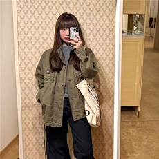 2025秋新款美式复古工装外套女设计感宽松气质户外运动立领夹克潮，男装夹克，星座506A