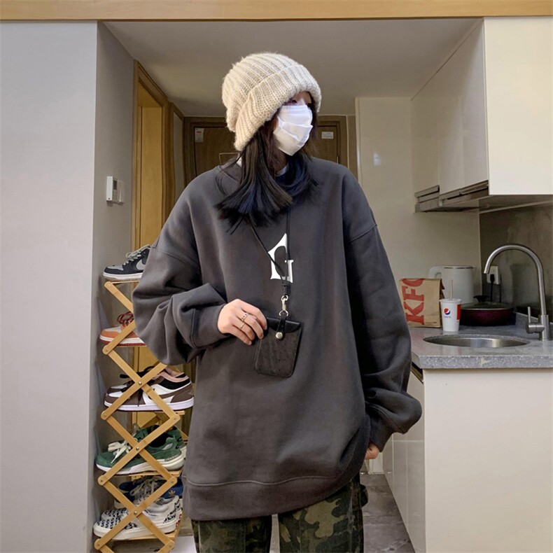 中性风！抖音直播高品质重磅卫衣男圆领卫衣女XW388-P45图片