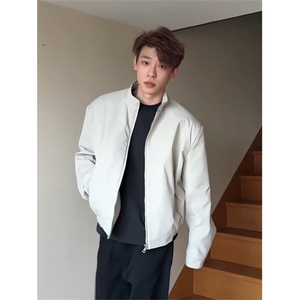 新款休闲青年外套立领纯色男士秋冬款高级男装上衣JD3图片