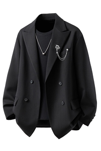 西服送胸针96%聚酯纤维4%氨纶M-5XL大码XF78145P85西裤XF78151P45图片