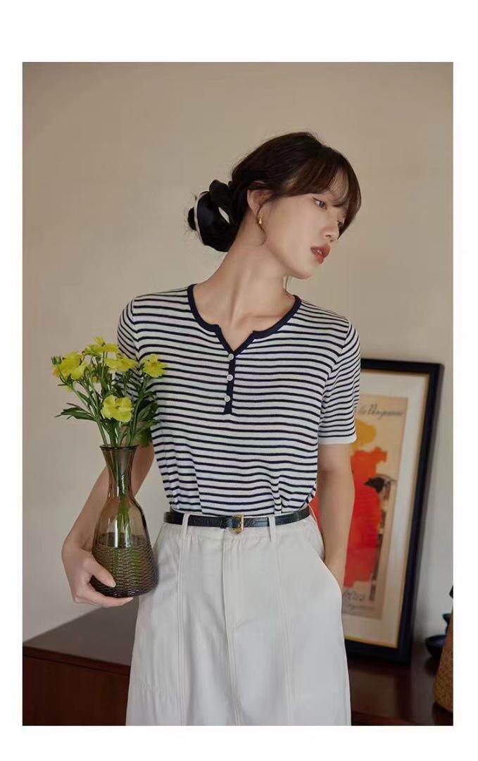 《DAVIDA》现货!韩版简约条纹减龄针织衫，其它，DAVIDA