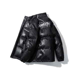 1白底鳄鱼纹手塞棉大码M-5XL夹克PU皮棉服外套男8507P120控158图片