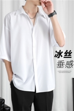 男夏季新款韩版衬衣港风日系宽松大码外套大冰丝五分袖衬衫，男装T恤，星座505-2（原电商A260-1)