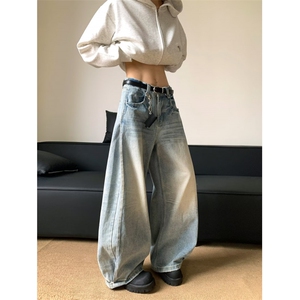 美式高街牛仔裤男女韩版潮流渐变色帅2025秋季ins长裤RK3151-P56图片