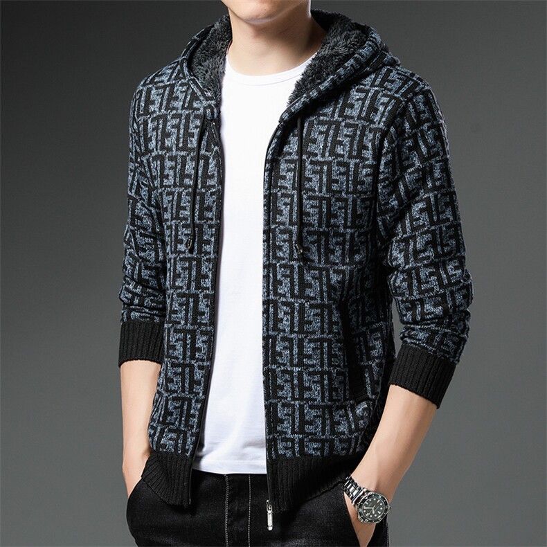 品质好秋冬季新款男士休闲连帽毛衣外套百搭加绒夹克8860-P40元，男装针织衫/毛衣，星座1706