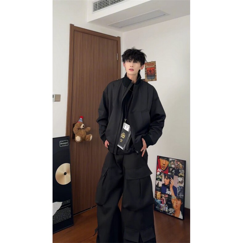 美式飞行服立领夹克男款痞帅短款外套棒球服潮504-W680-特P60控98图片