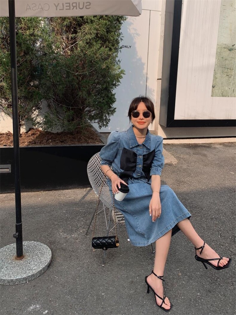 牛仔连衣裙，女装连衣裙，肆尔