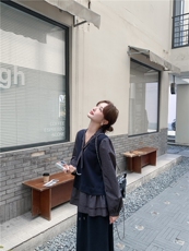 设计感假两件格子上衣套装女2025秋新款韩系休闲显瘦半身裙两件套，女装套装/套裙，2D034