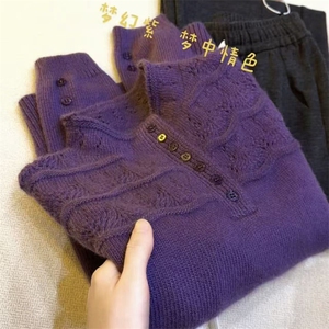 毛衣女冬季加厚外穿内搭套头圆领短款小个子时尚针织衫打底衫上衣图片